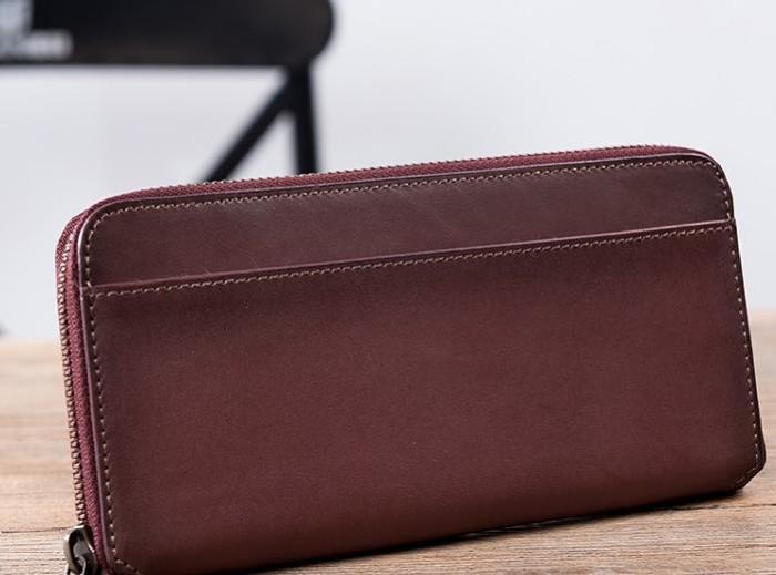 Leather Long Wallets for Men Zipper Long Wallet