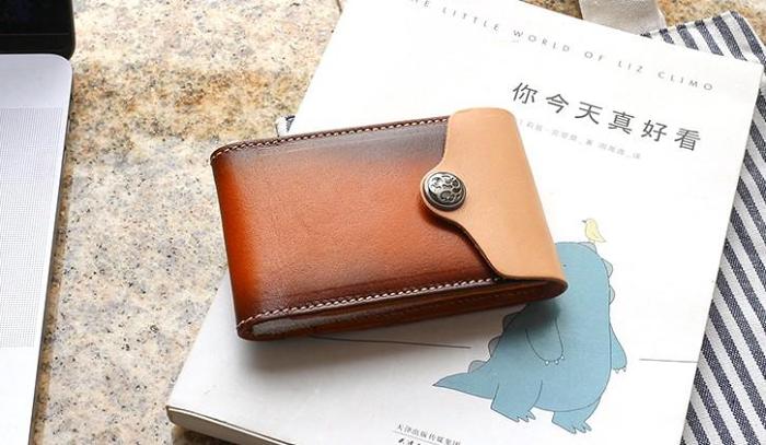 Unique Leather Mens Card Wallet Front Pocket Wallets Small Change Wallet for Men