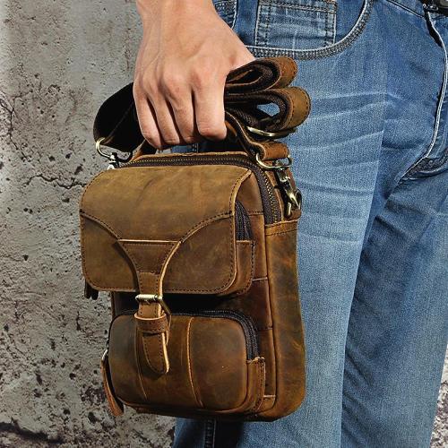Leather Belt Pouch Mens Small Cases Waist Bag Hip Pack Belt Bag Fanny Pack Bumbag for Men