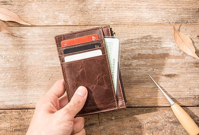 Cool Leather Mens Slim Front Pocket Wallet Small Wallets for Men