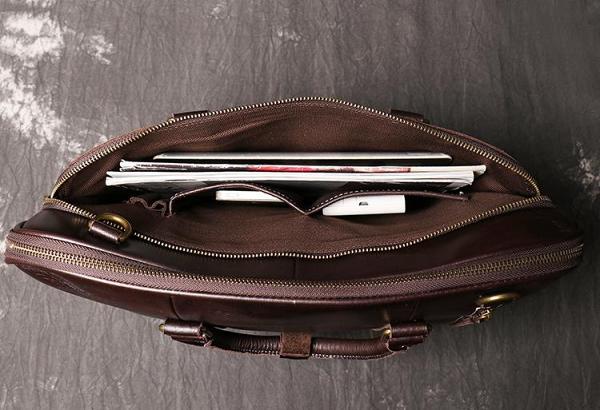 Brown Leather Mens Business 15.6 inches Laptop Work Briefcase Handbag Briefcase Business Bags For Men