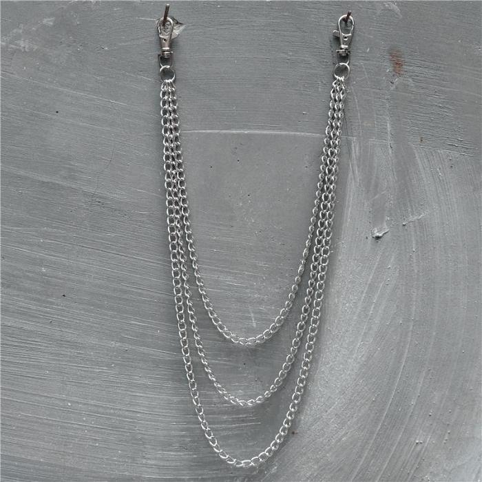 Badass Stainless Steel Mens Triple Layer Long Pants Chain Wallet Chain For Men