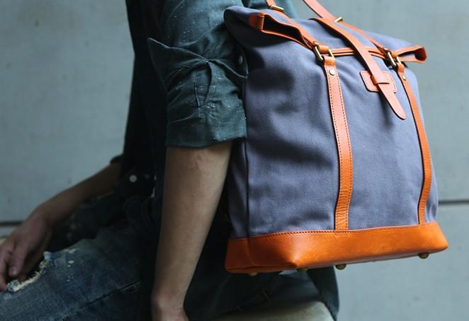 Canvas Leather Mens Backpack Travel Backpacks Laptop Backpack for men