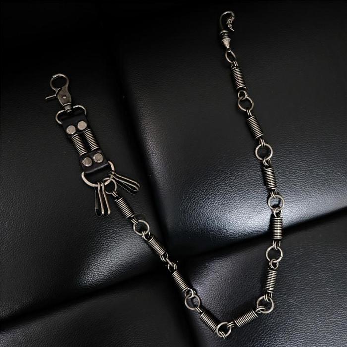 Cool Men's Silver Long Pants Chain Punk Long Biker Wallet Chain For Men