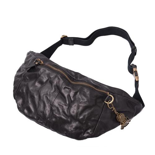 Large Black Leather Mens Chest Bag Fanny Pack Waist Bags Large Coffee Leather Hip Bag Bum Bag For Men