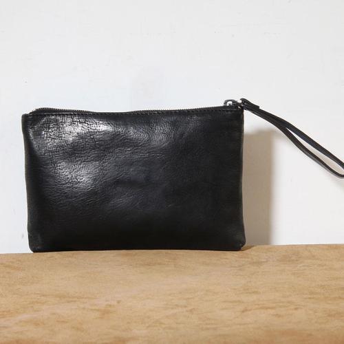 Genuine Leather Mens Clutch Cool Slim Wallet Zipper Clutch Wristlet Wallet for Men