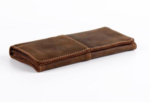 Vintage Leather Long Wallets for men Trifold Men Long Wallet