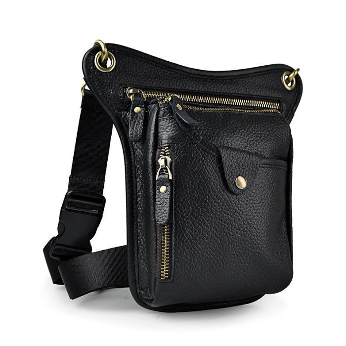 Leather Leg Bag Belt Pouch Mens Waist Bag Shoulder Bag for Men