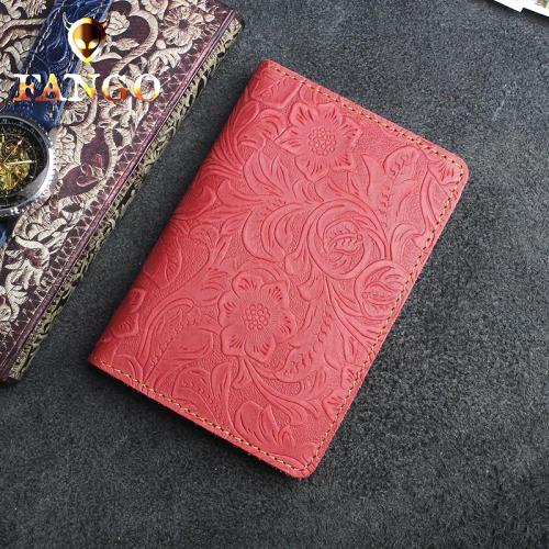 Handmade Leather Floral Mens Cool Short Wallet Passport Card Holder Small Card Slim Wallets for Men