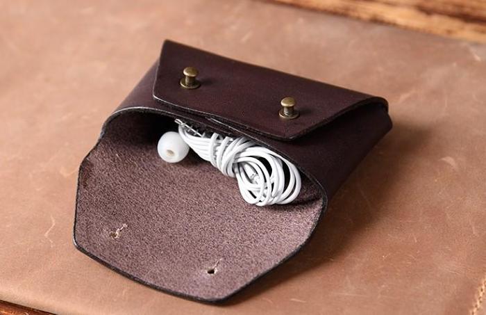 Handmade Leather Mens Cool Coin Change Leather Wallet Men Small Wallets Card for Men