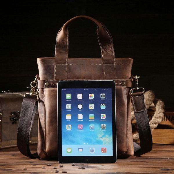 Vintage Leather Mens Handbag Briefcases Shoulder Bag Work Briefcase For Men
