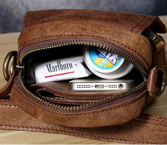 Leather Belt Pouch Mens Small Cases Waist Bag Hip Pack Belt Bag Fanny Pack Bumbag for Men