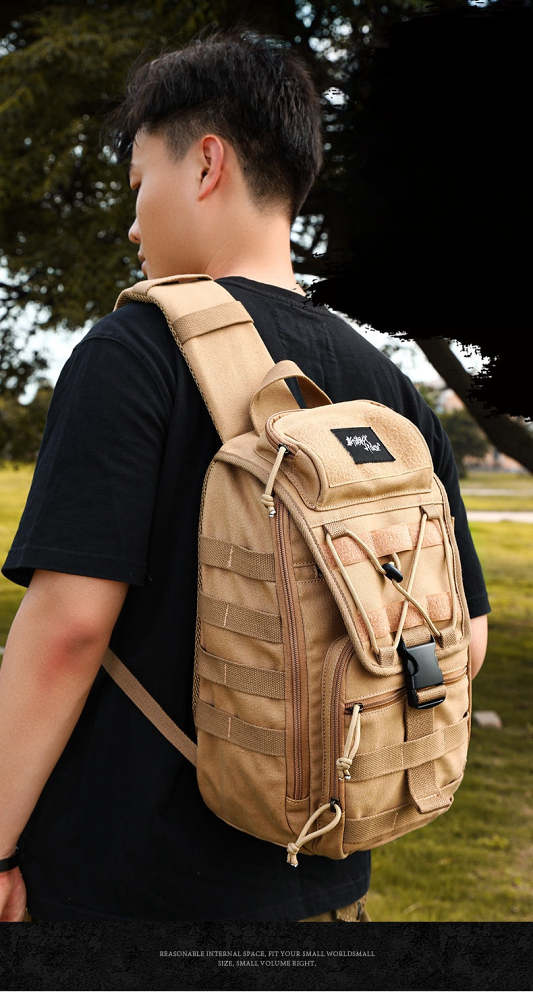 Khaki Tactical Canvas Large Sling Bag For Men Military Khaki Sling Bag For Big Men