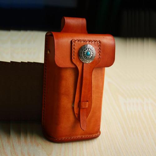Handmade Cool Leather Cell Phone Holsters Belt Pouch Mens Waist Bag for Men