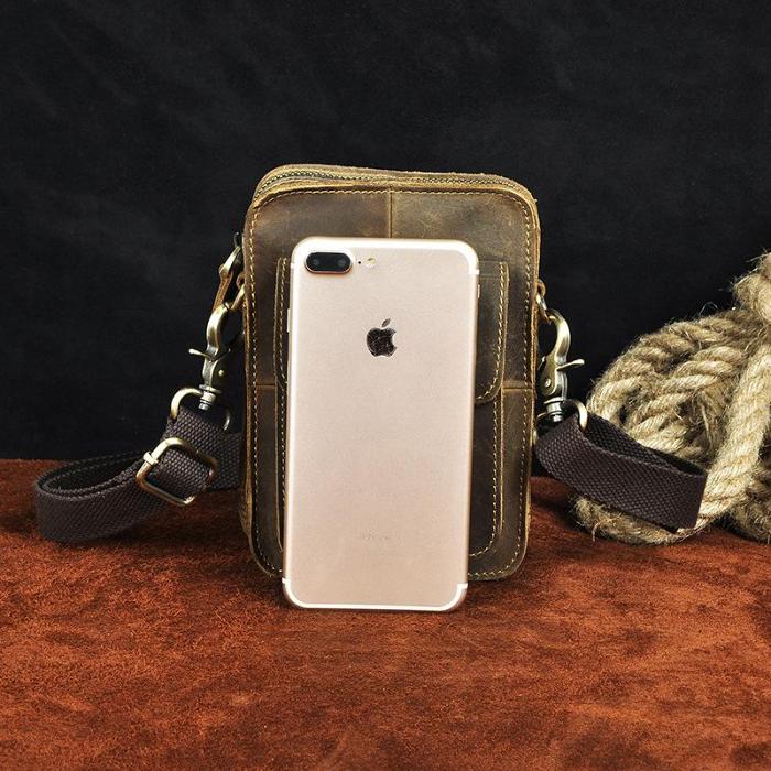 Leather Belt Pouch Mens Waist Bag Shoulder Bag for Men