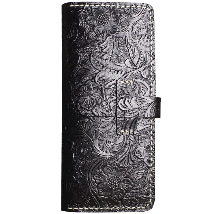 Handmade Leather Floral Mens Cool Travel Long Wallet Card Holder Card Slim Clutch Wallets for Men