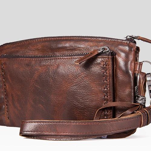 Handmade Mens Cool Long Leather Chain Wallet Cards Biker Trucker Wristlet Wallet