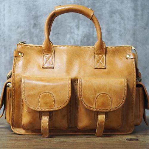 Vintage Leather Mens Travel Bag Overnight Bag Work Handbag Business Bag for Men