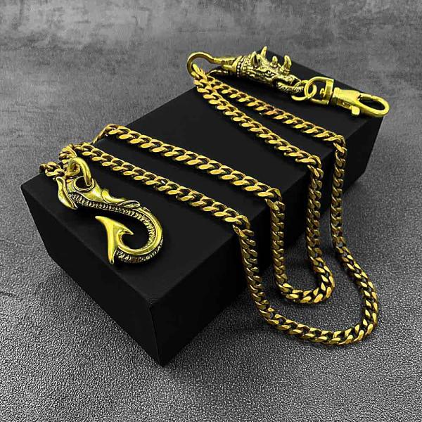 Fashion Brass 19 Mens Rhinoceros Dragon Hook Key Chain Pants Chain Wallet Chain Motorcycle Wallet Chain for Men
