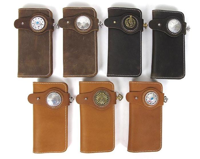 [On Sale] Handmade Mens Long Biker Wallet with Chain Cool Leather Biker Chain Wallet