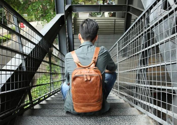 Cool Mens Leather Backpack Travel Backpack Laptop Backpack for men