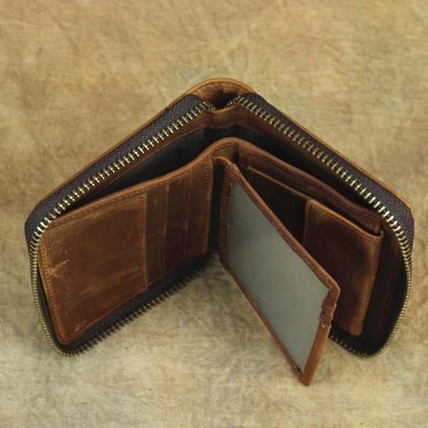 Brown Leather Men Billfold Wallet Leather Black Vertical Bifold Wallet with Coin Pockets For Men