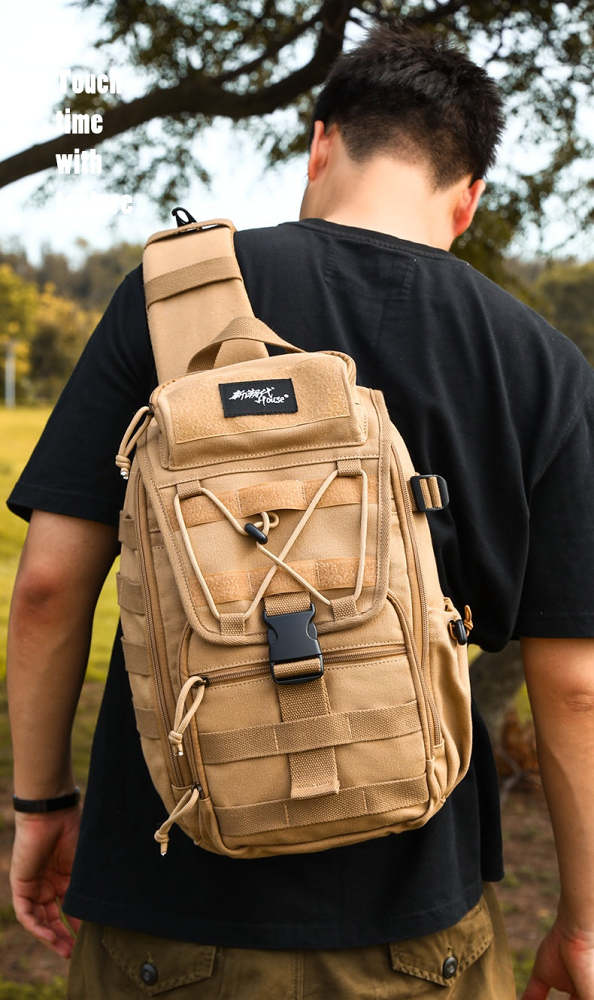 Khaki Tactical Canvas Large Sling Bag For Men Military Khaki Sling Bag For Big Men