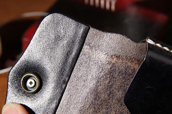 Handmade Leather Mens Card Wallet Black Small Card Wallet for Men