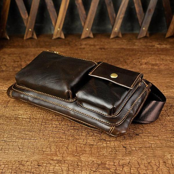 Leather Fanny Pack Mens Waist Bag Hip Pack Belt Bag Bumbag for Men