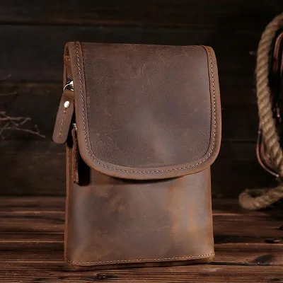 Leather Belt Pouch Mens Small Cases Waist Bag Hip Pack Belt Bag Fanny Pack Bumbag for Men