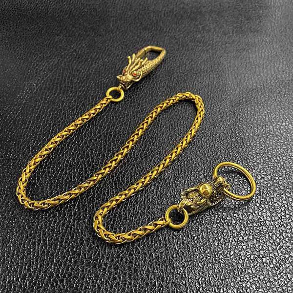Cool Brass 18 Mens Chinese Dragon Key Chain Pants Chain Wallet Chain Motorcycle Wallet Chain for Men