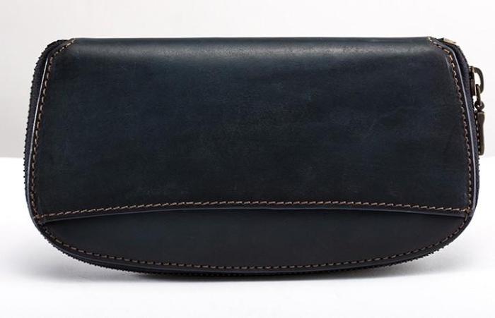 Vintage Leather Long Wallets for Men Zipper Long Wallet