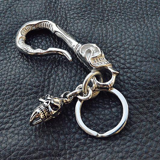 Cool Men's Stainless Steel Skull Biker Key Chain Punk Belt Chain For Men