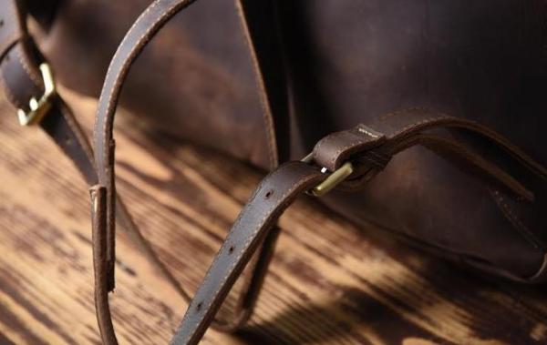 Handmade Leather Mens Cool Backpack Sling Bag Large Black Travel Bag Hiking Bag for men