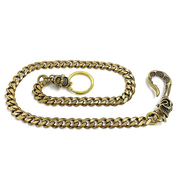 Cool Brass 19 Mens Skull Hook Key Chain Gold Pants Chain Wallet Chain Motorcycle Wallet Chain for Men