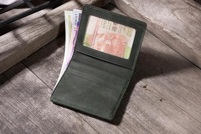 Handmade Leather Mens Cool Slim Leather Wallet Men Small Wallets Bifold for Men