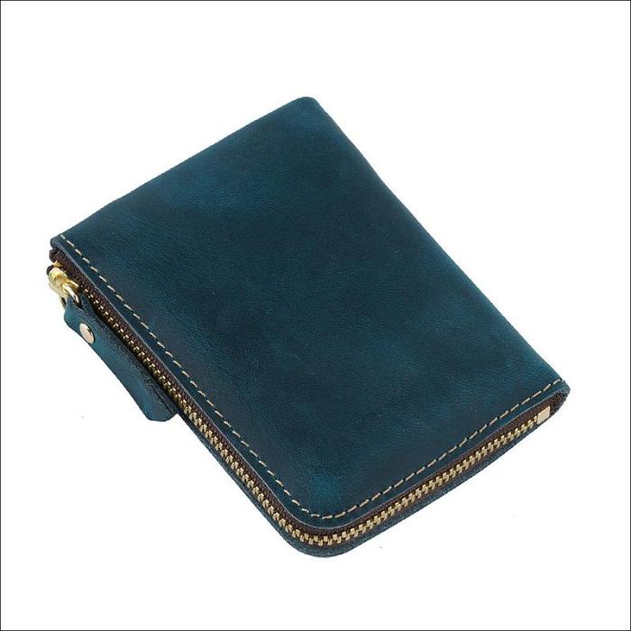 Leather Small Mens Wallet Zipper billfold Front Pocket Wallet Card Wallet Small Wallet for Men