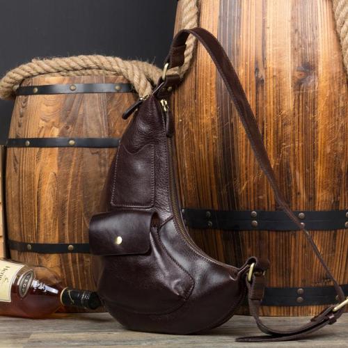 Leather Mens Cool Sling Bag Crossbody Bag Chest Bag for men