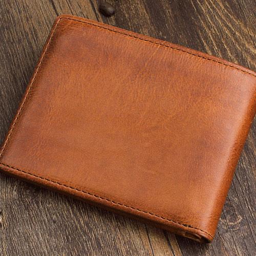 Handmade Leather Mens Cool Slim Leather Wallet Men Small Wallets Bifold for Men