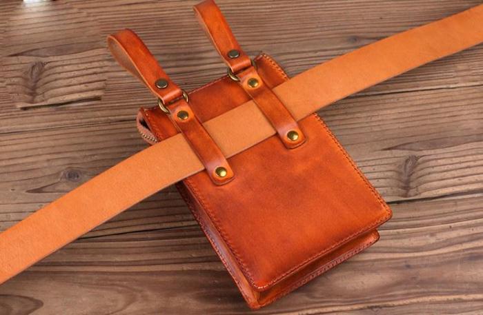 Leather Belt Pouch Mens Small Cases Waist Bag Hip Pack Belt Bag Fanny Pack Bumbag for Men