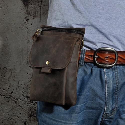Leather Belt Pouch Mens Waist Bag Shoulder Bag for Men