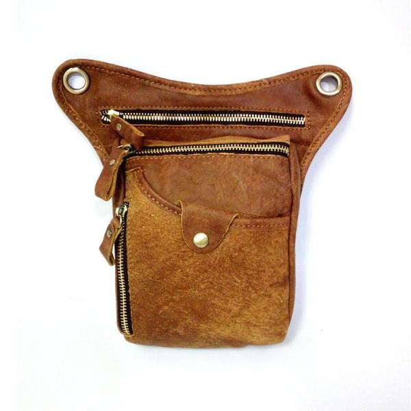 Leather Leg Bag Belt Pouch Mens Waist Bag Shoulder Bag for Men