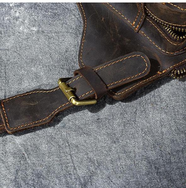 Vintage Leather Fanny Pack Mens Waist Bag Hip Pack Belt Bag for Men
