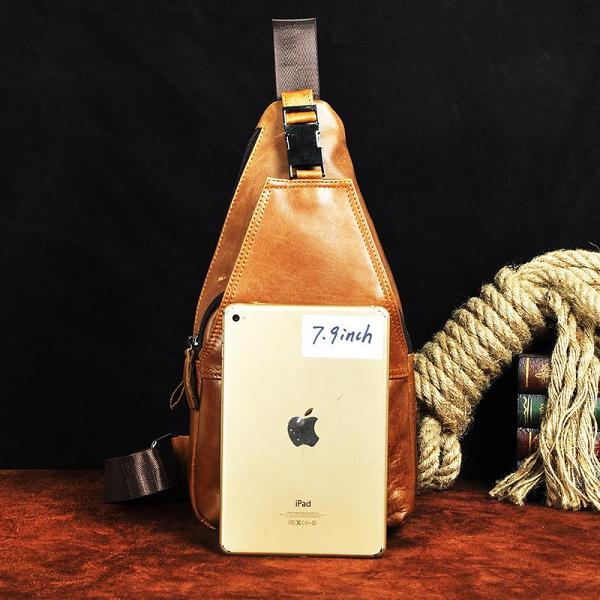 Leather Mens Cool Sling Bag Crossbody Bag Chest Bag for men