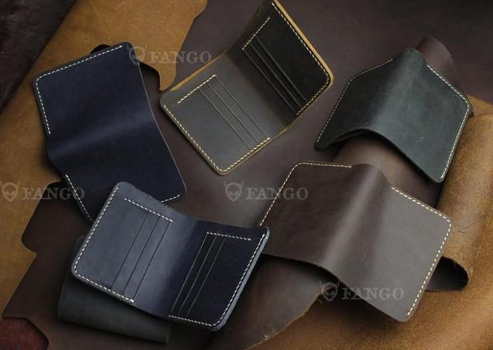 Handmade Leather Mens Cool Slim Leather Wallet Men billfold Wallets Bifold for Men