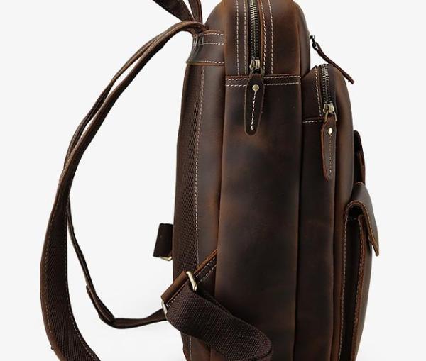 Cool Leather Dark Brown Mens Laptop Backpacks Vintage School Backpack Backpack Bag for Men