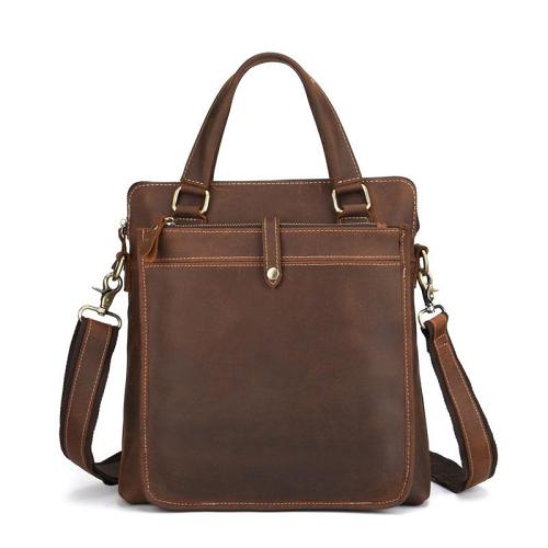 Vintage Leather Mens Briefcase Handbags 10inch Shoulder Bag Business Bag For Men
