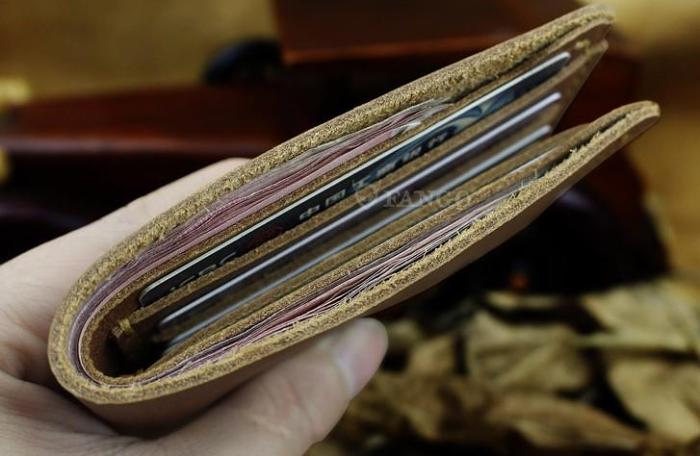Handmade Leather Mens Cool Slim Leather Wallet Men billfold Wallets Bifold for Men