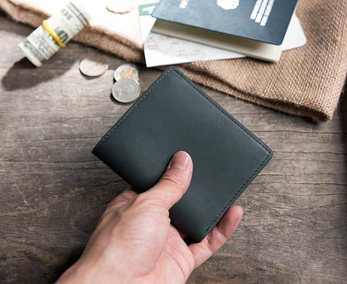 Handmade Leather Mens Cool Slim Leather Wallet Men Small Wallets Bifold for Men