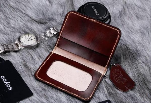Leather Mens Slim Front Pocket Bifold Small Wallets Card Wallet for Men